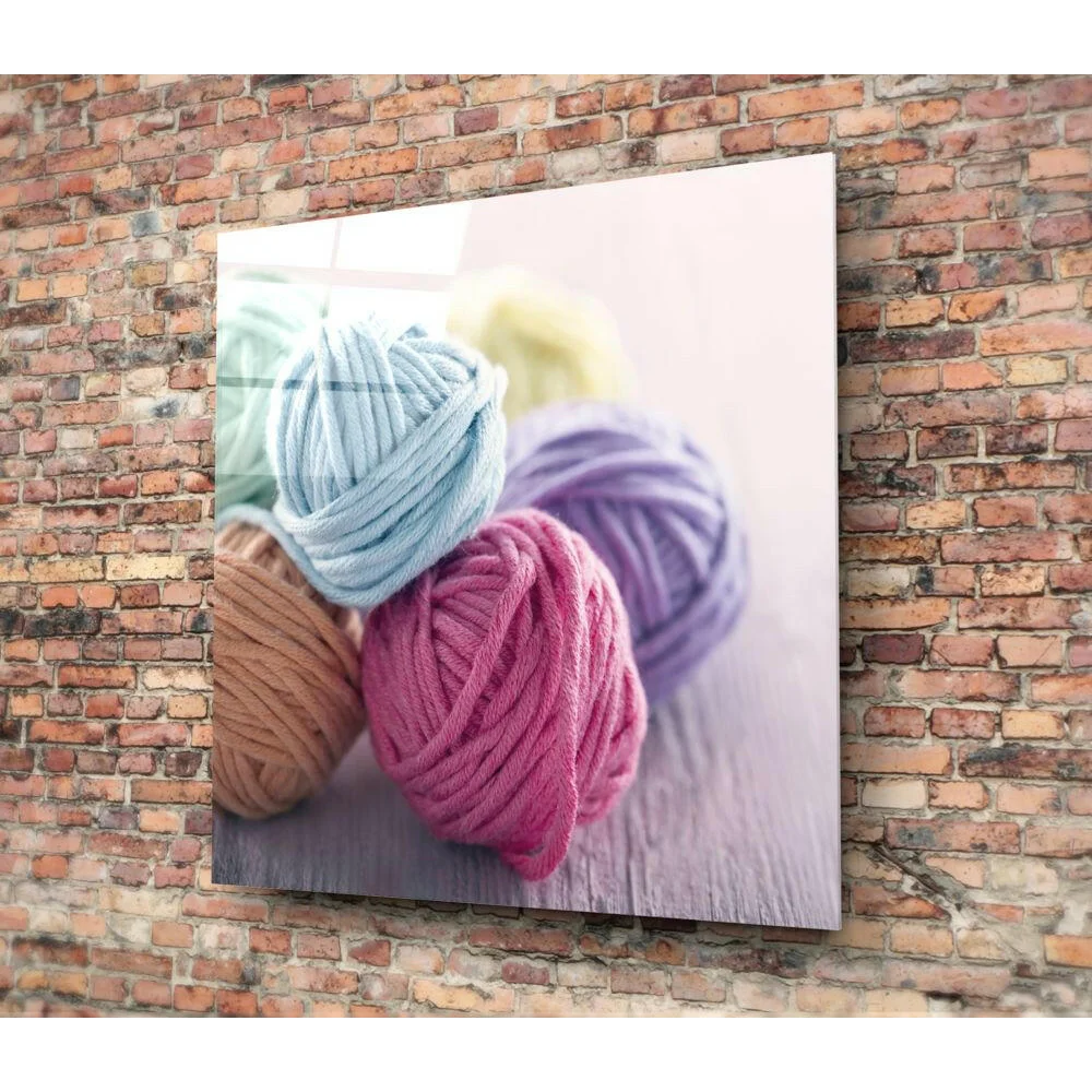 Pastel Yarn Balls Canvas Wall Art Print | Glass Wall Art Print | vintageantiquesgifts.com