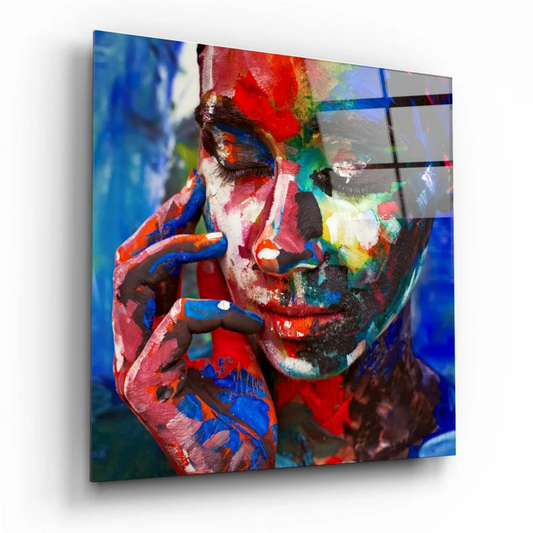 Vibrant Abstract Glass Wall Art With Bold Red and Blue Strokes | Insigneart USA | vintageantiquesgifts.com