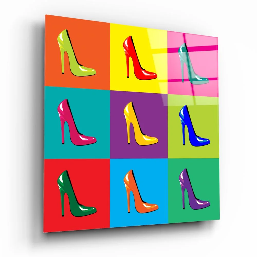 Neon Heels Pop Art Tempered Glass Wall Decor | Insigneart USA | vintageantiquesgifts.com