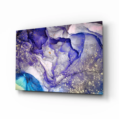 Swirling Purple Galaxy Glass Wall Art with Gold Sparkle | Insigneart USA | vintageantiquesgifts.com