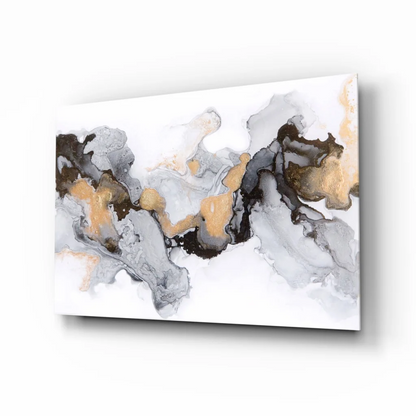 Swirling Gold Abstract Canvas Wall Art With Metallic Accents | Insigneart USA | vintageantiquesgifts.com