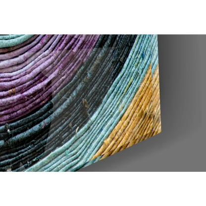 Stunning textured circular glass wall art in purple, teal, gold