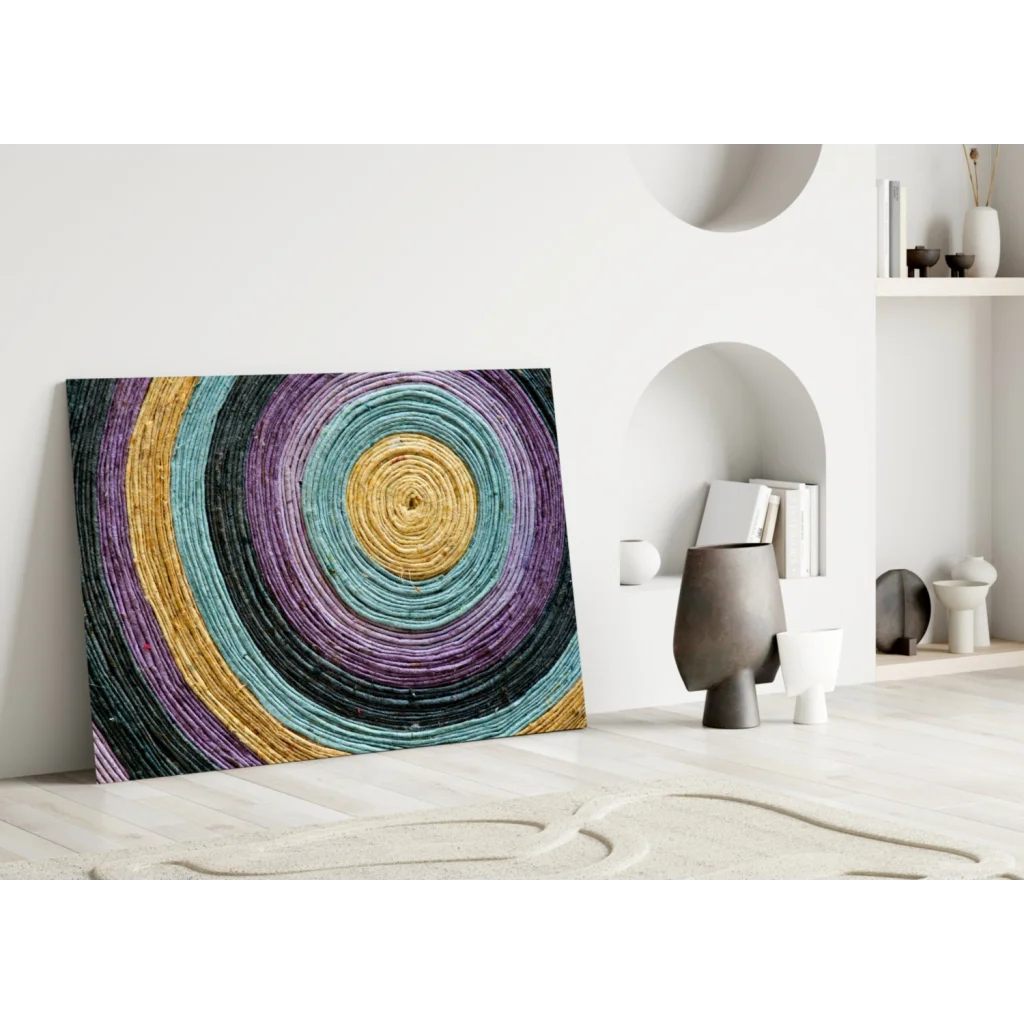 Stunning Textured Circular Wall Art in Purple Teal and Gold | Modern Wall Art Decor | vintageantiquesgifts.com