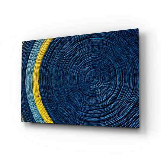 Blue Spiral Canvas Wall Art With Bold Yellow Accent | Insigneart USA | vintageantiquesgifts.com
