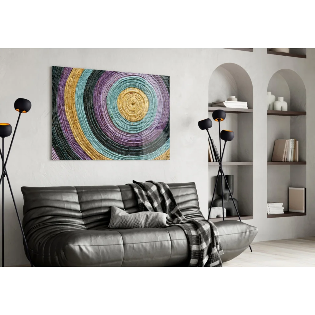 Stunning Textured Circular Wall Art in Purple Teal and Gold | Contemporary Home Wall Art | vintageantiquesgifts.com
