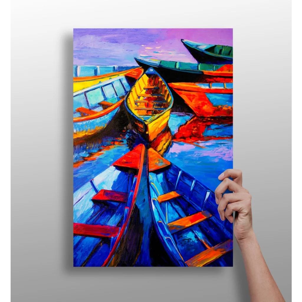 Colorful Boats Abstract Aluminum Print for Modern Homes | Insigneart USA | vintageantiquesgifts.com