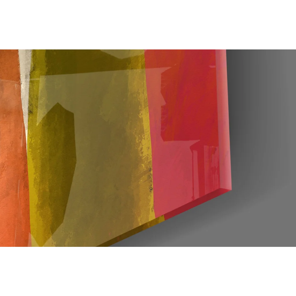 Vibrant geometric cats wall art canvas print in orange gradient