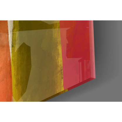 Vibrant geometric cats wall art canvas print in orange gradient