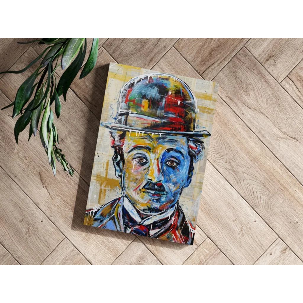 Colorful abstract Charlie Chaplin canvas art print