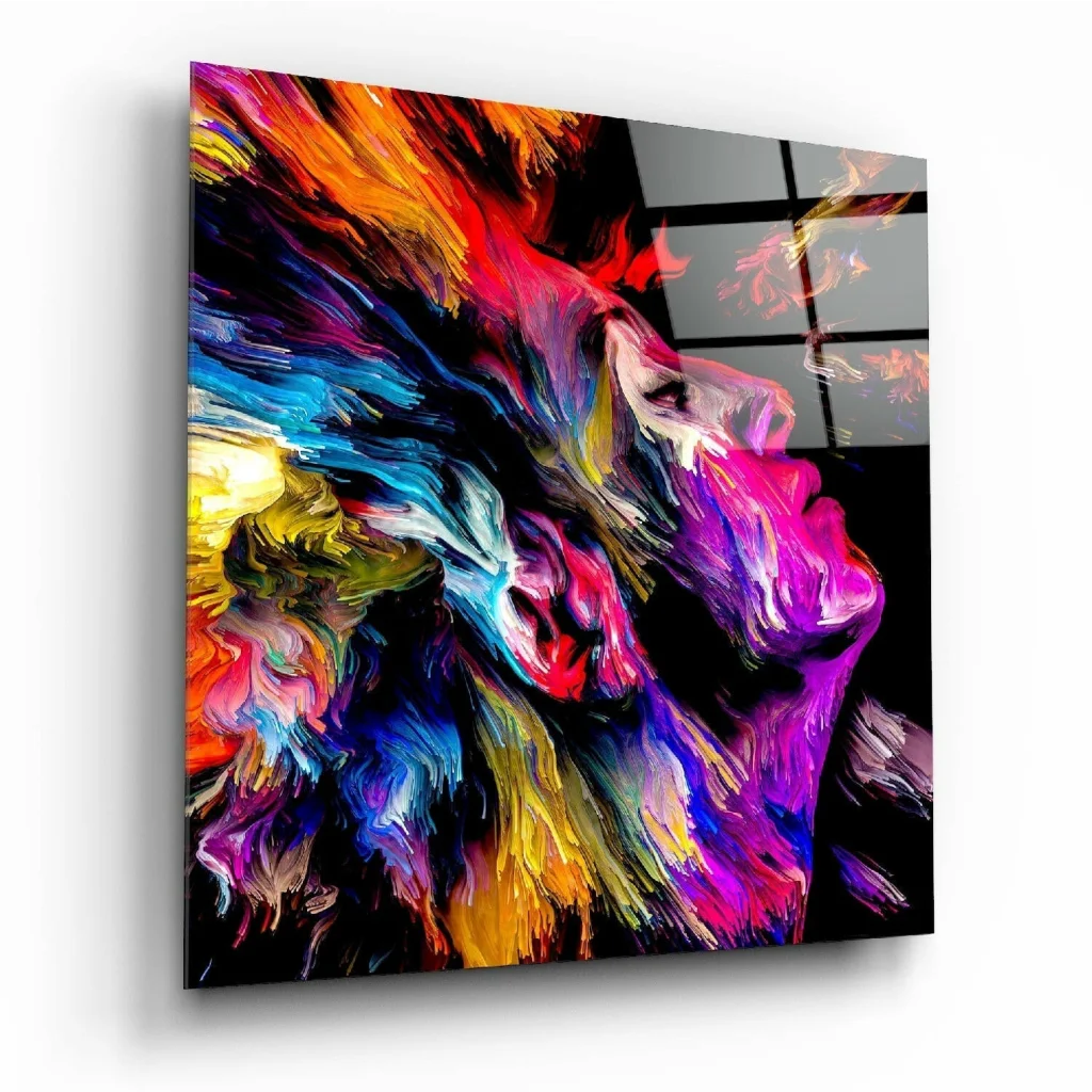 Vibrant swirling colors glass wall art abstract portrait panel