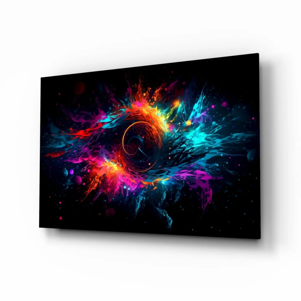 Cosmic Explosion Canvas Wall Art in Neon Colors | Insigneart USA | vintageantiquesgifts.com