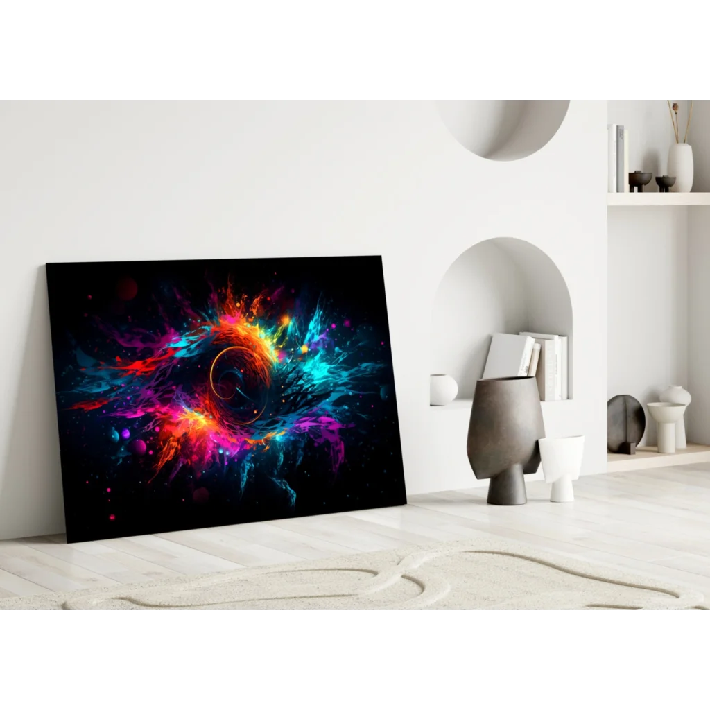Cosmic Explosion Canvas Wall Art in Neon Colors | Modern Wall Art Decor | vintageantiquesgifts.com