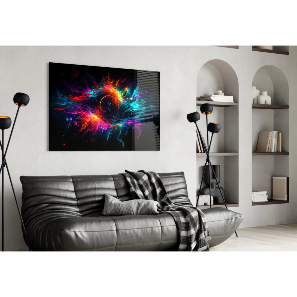 Cosmic Explosion Canvas Wall Art in Neon Colors | Contemporary Home Wall Art | vintageantiquesgifts.com