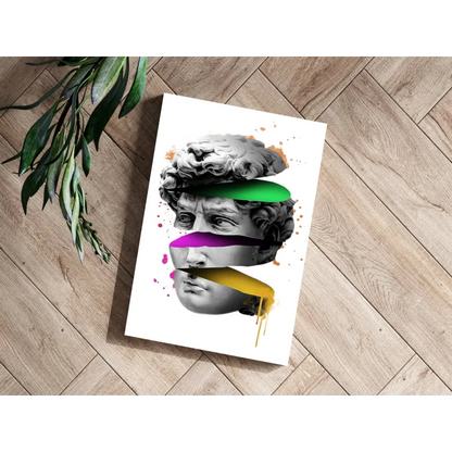 Colorful layered David statue aluminum art print on white background