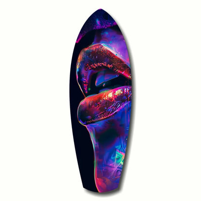 Cosmic Lips Surfboard Tempered Glass Art | Insigneart USA | vintageantiquesgifts.com