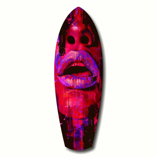 Colorful Lips Surfboard Tempered Glass Art | Insigneart USA | vintageantiquesgifts.com