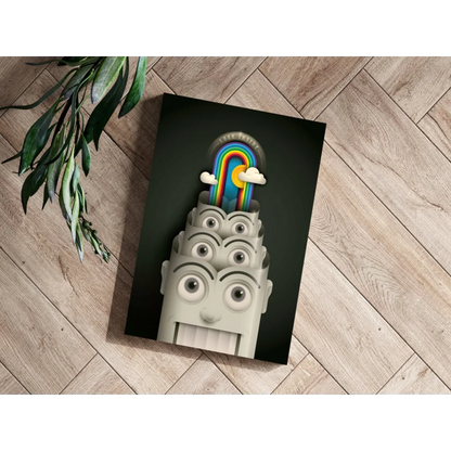 Surreal rainbow face on insigne aluminum print