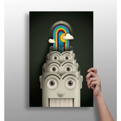 Surreal rainbow face on insigne aluminum prints