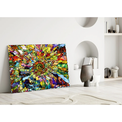 Radiant Mosaic Glass Wall Art Bursting with Rainbow Colors | Modern Wall Art Decor | vintageantiquesgifts.com