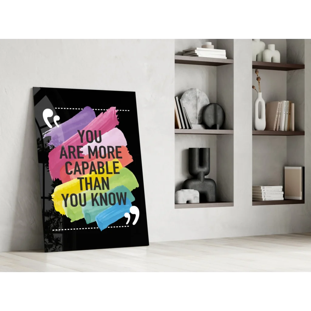 Colorful motivational wall art print with you are more capable than you know quote