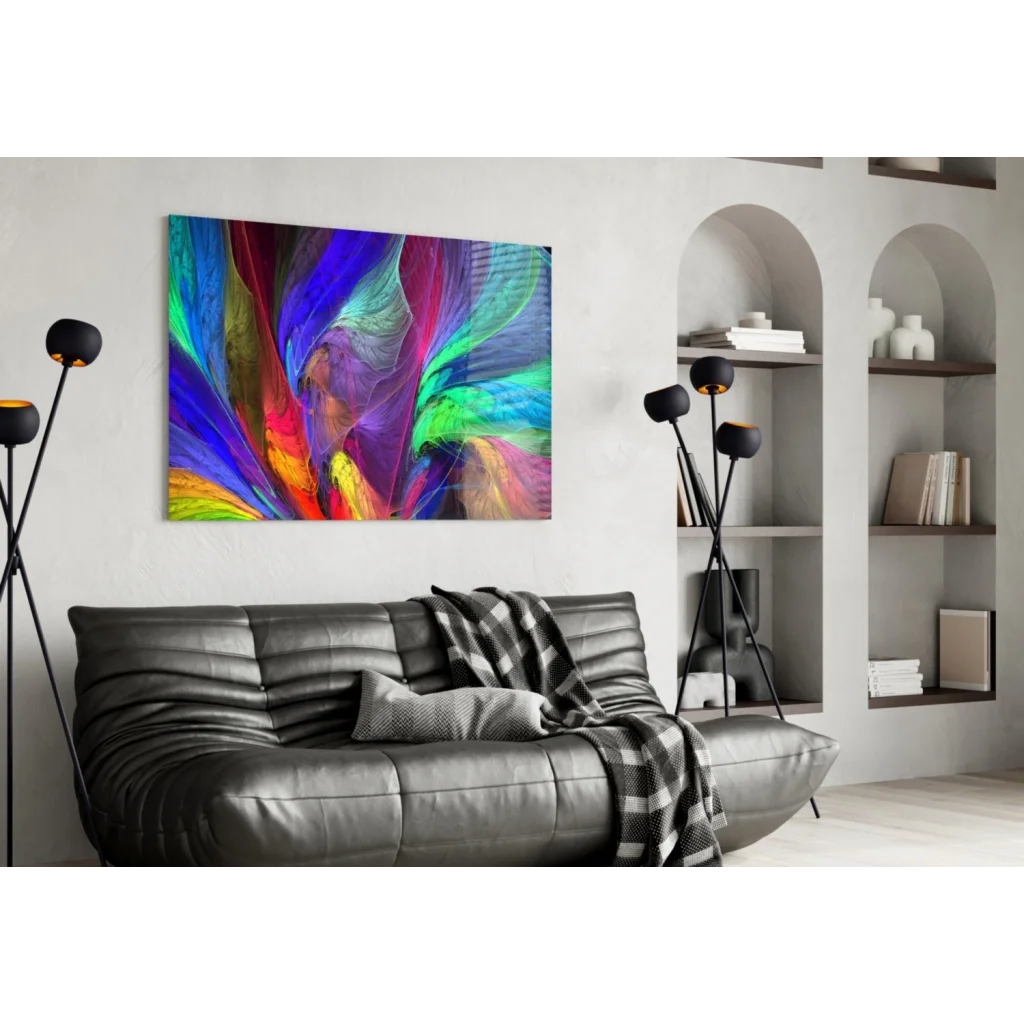 Swirling Rainbow Abstract Canvas Wall Art Electric Colors | Contemporary Home Wall Art | vintageantiquesgifts.com