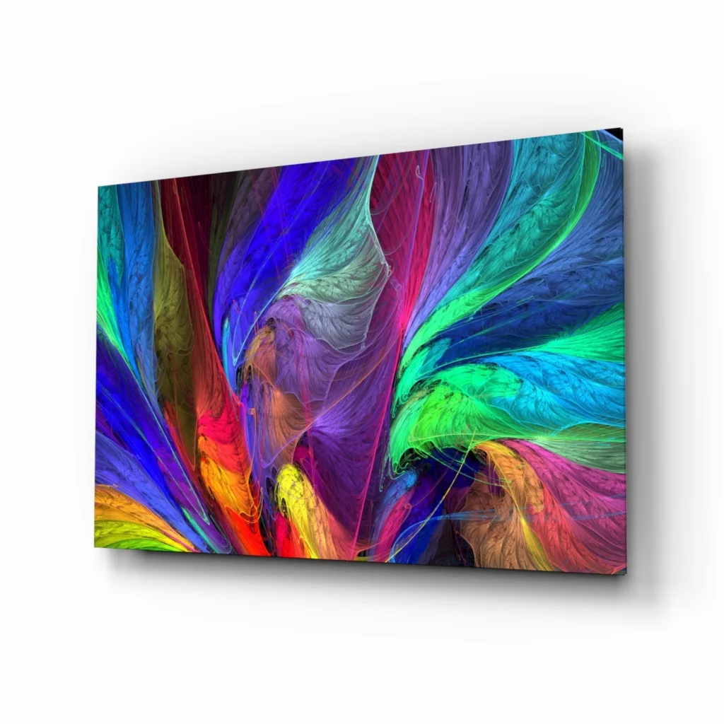Swirling Rainbow Abstract Canvas Wall Art Electric Colors | Insigneart USA | vintageantiquesgifts.com