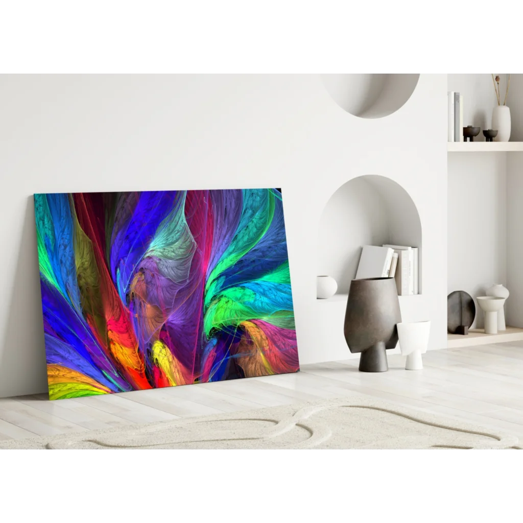 Swirling Rainbow Abstract Canvas Wall Art Electric Colors | Modern Wall Art Decor | vintageantiquesgifts.com