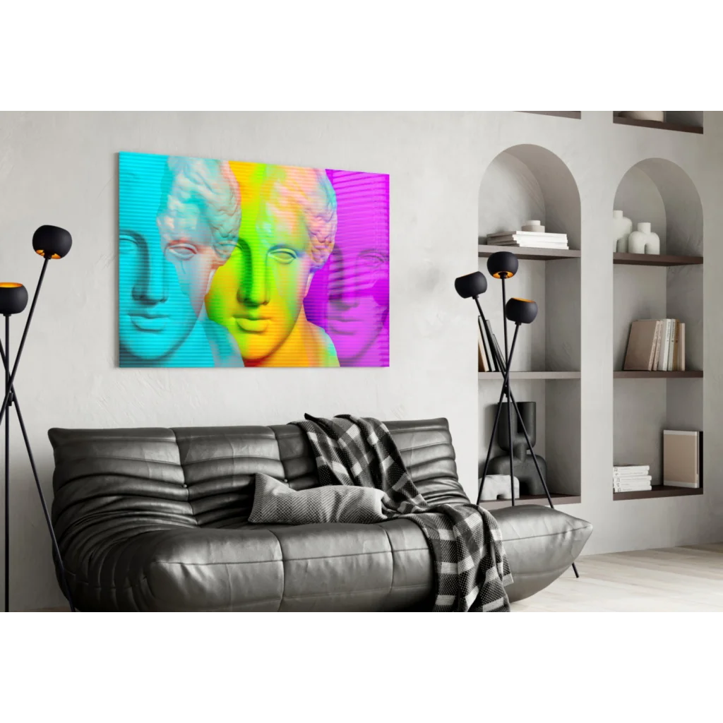 Psychedelic rainbow marble busts canvas wall art print