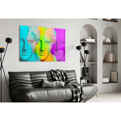 Psychedelic rainbow marble busts canvas wall art print
