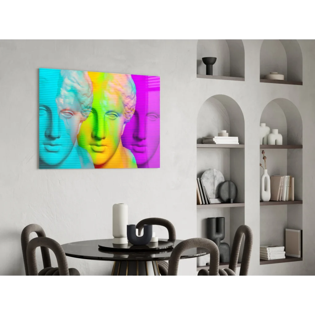 Psychedelic rainbow marble busts canvas wall art print