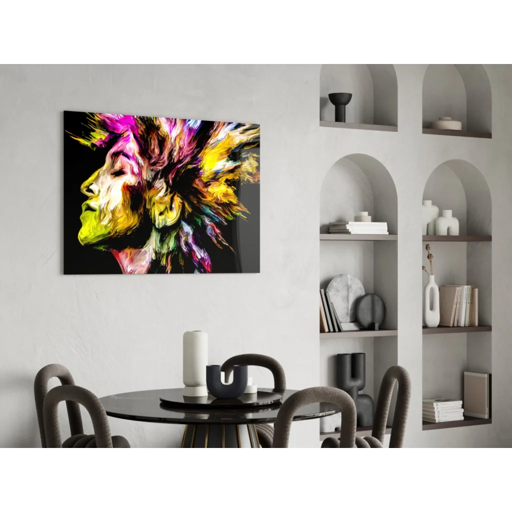 Vibrant explosive color burst abstract wall art canvas portrait
