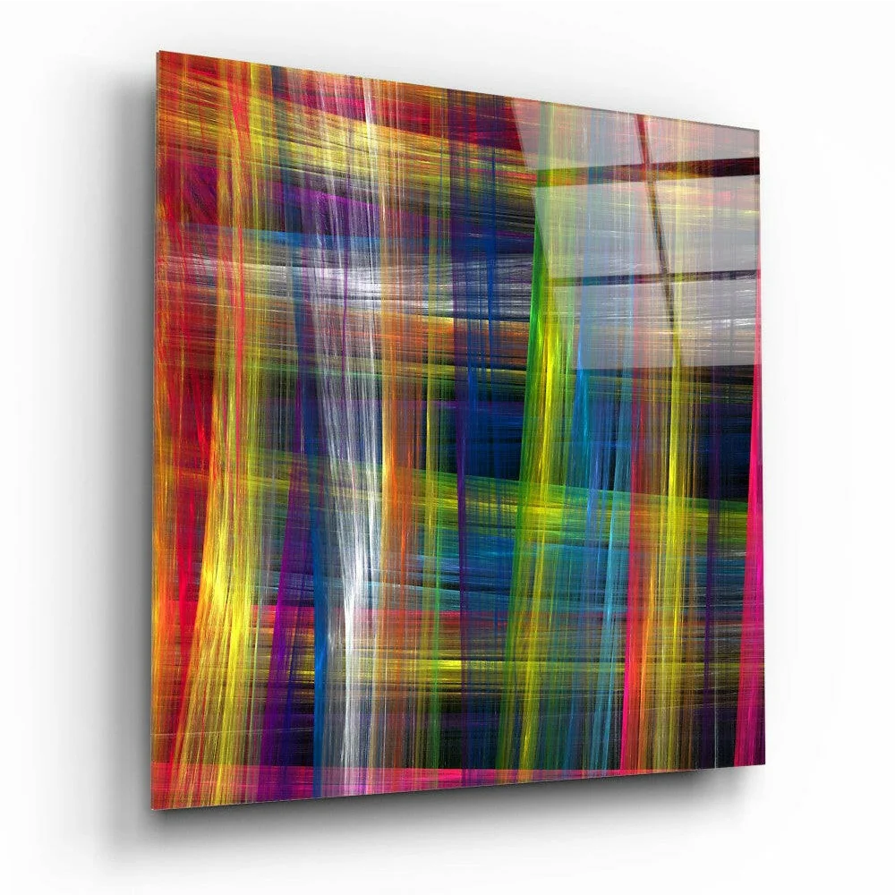 Neon Abstract Canvas Wall Art Electric Streaks on Dark Glass | Insigneart USA | vintageantiquesgifts.com