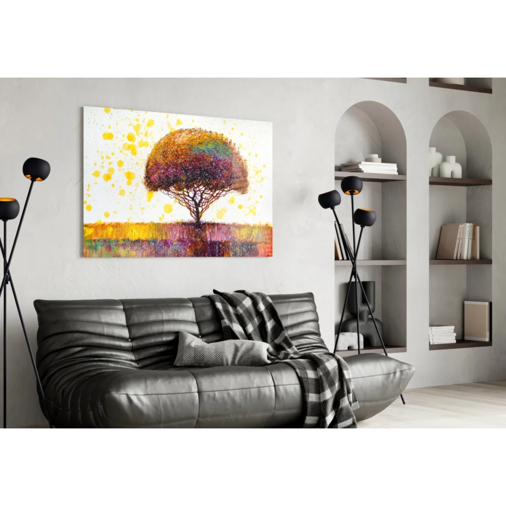 Rainbow Tree Splash Canvas Wall Art | Contemporary Home Wall Art | vintageantiquesgifts.com