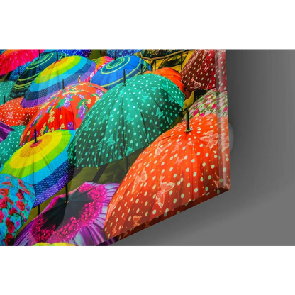 Colorful Umbrella Glass Wall Art Canvas Print | Modern Wall Art Decor | vintageantiquesgifts.com