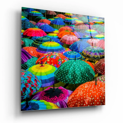 Colorful Umbrella Glass Wall Art Canvas Print | Insigneart USA | vintageantiquesgifts.com