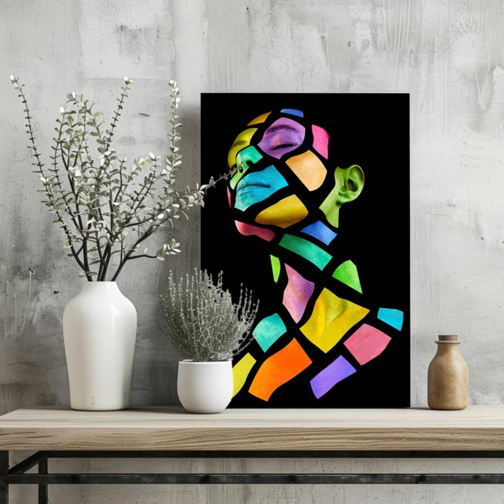 Stunning Rainbow Mosaic Insigne Aluminum Prints | Glass Wall Art Print | vintageantiquesgifts.com