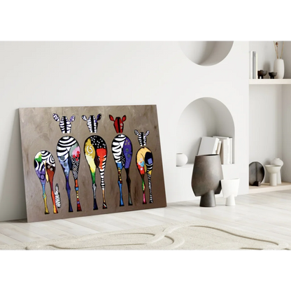 Colorful Zebra Glass Wall Art With Bold Abstract Patterns | Modern Wall Art Decor | vintageantiquesgifts.com