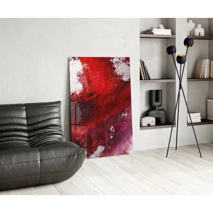 Vibrant red and white glass wall art print on canvas