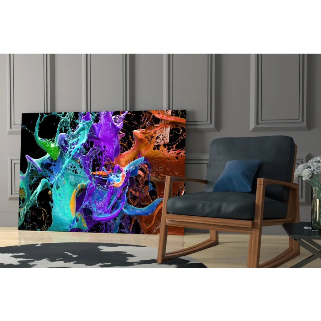 Vibrant Explosive Color Splash wall art canvas on black background