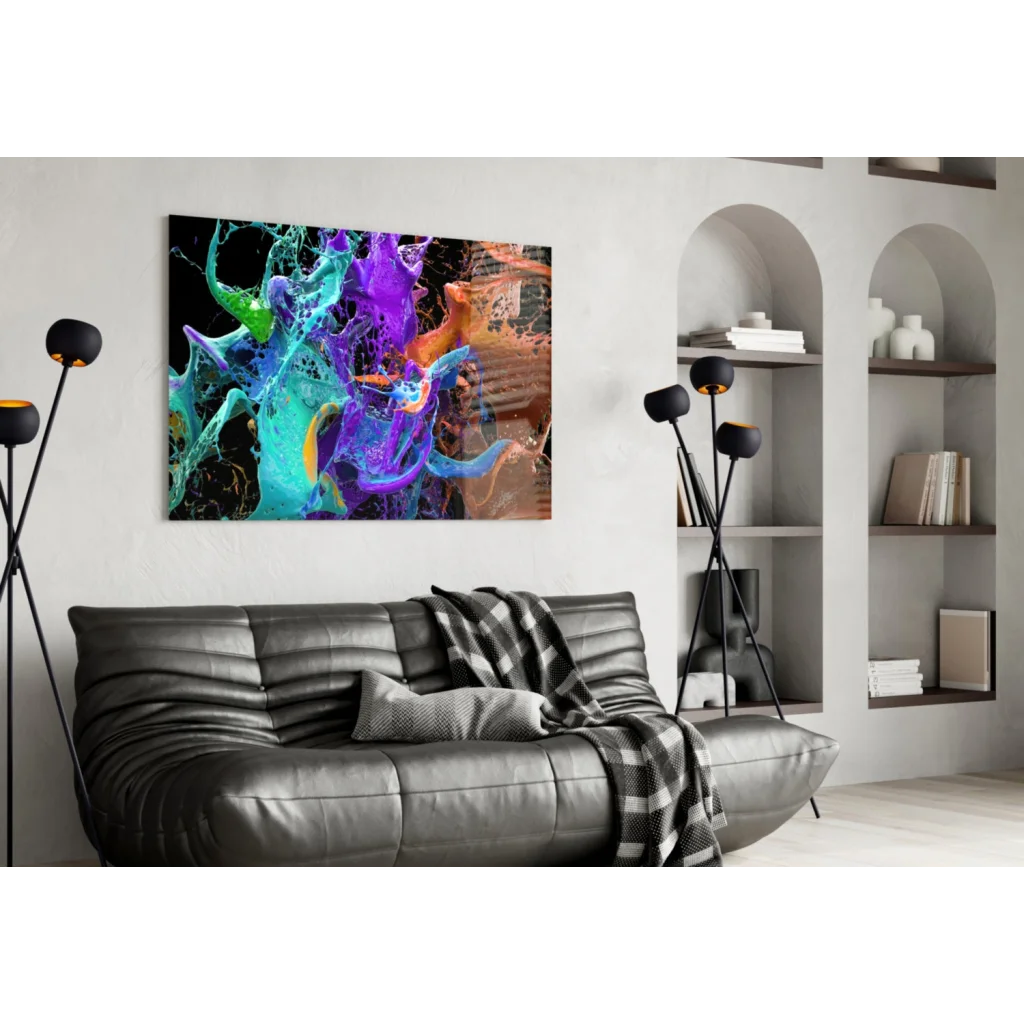 Explosive Color Splash Canvas Wall Art on Black Background | Contemporary Home Wall Art | vintageantiquesgifts.com