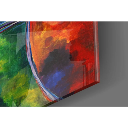 Vibrant rainbow swirl abstract wall art canvas with metallic accents