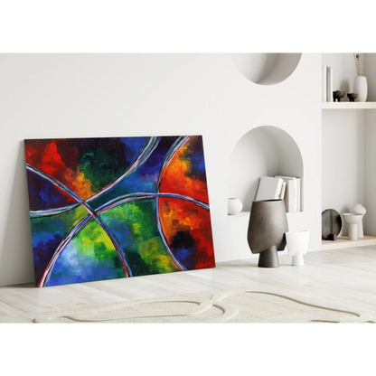 Rainbow Swirl Abstract Canvas Wall Art with Metallic Accents | Glass Wall Art Print | vintageantiquesgifts.com