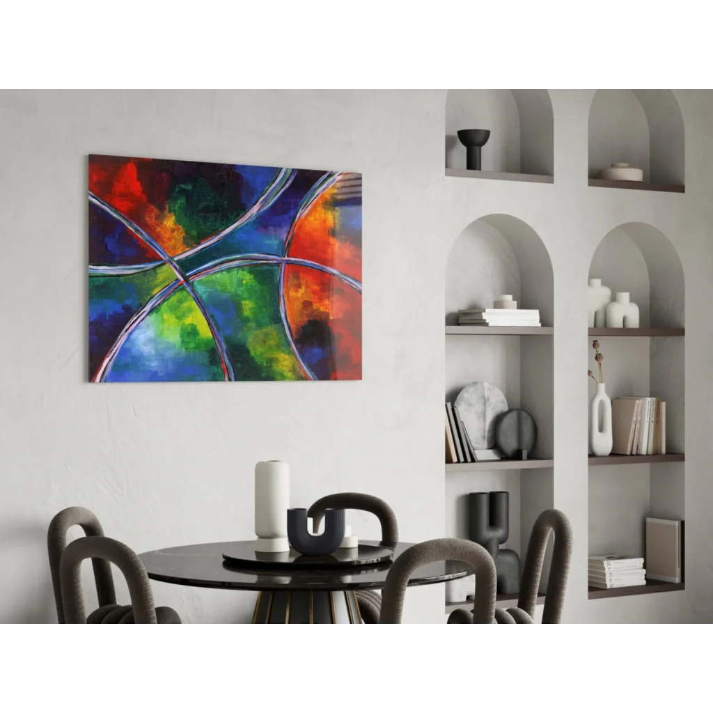 Rainbow Swirl Abstract Canvas Wall Art with Metallic Accents | Contemporary Home Wall Art | vintageantiquesgifts.com