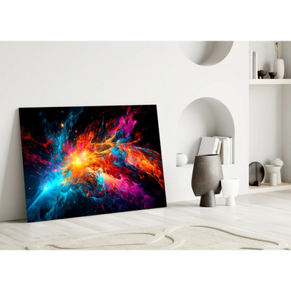 Cosmic Nebula Glass Wall Art Print with Swirling Colors | Modern Wall Art Decor | vintageantiquesgifts.com