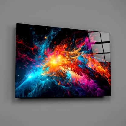 Cosmic Nebula Glass Wall Art Print with Swirling Colors | Glass Wall Art Print | vintageantiquesgifts.com
