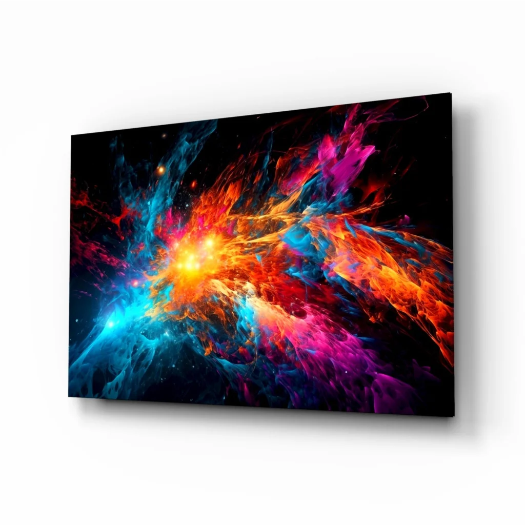 Cosmic Nebula Glass Wall Art Print with Swirling Colors | Insigneart USA | vintageantiquesgifts.com