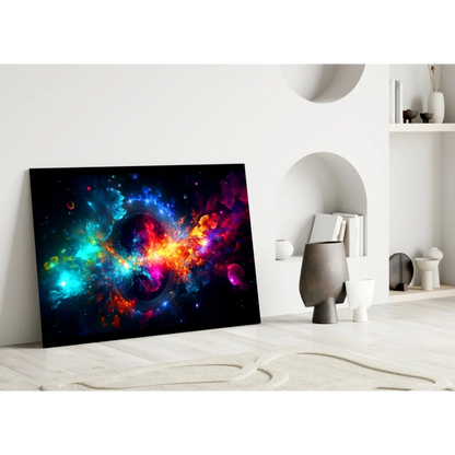 Cosmic Nebula Glass Wall Art Print with Swirling Galaxy Colors | Modern Wall Art Decor | vintageantiquesgifts.com
