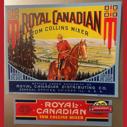 Combo 1950s Vintage Royal Canadian Tom Collins Mixer Labels Chicago IL Advertisements Get a Piece of History: – IL!