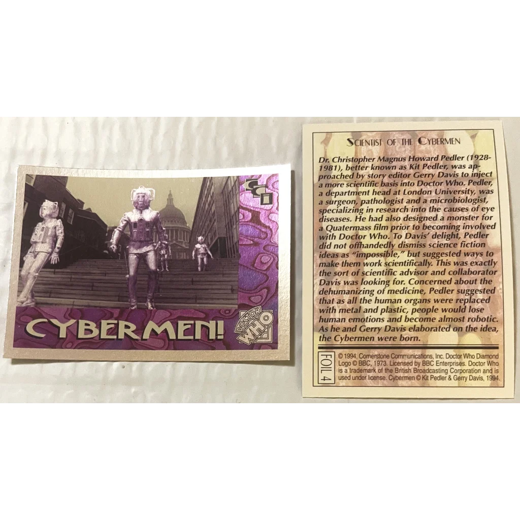 Combo 1990s Doctor Who Cybermen! Foil 4-6 Trading Cards 🤖 Joining Them is Logical! Collectibles Antique Collectible