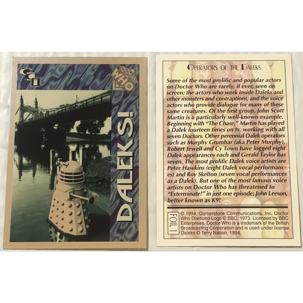 Combo 1990s Doctor Who Daleks! Foil 1-3 Trading Cards Exterminating Since 1963! Collectibles Antique Collectible Items